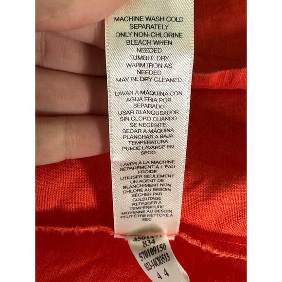 Chico’s orange linen open front moto jacket size 2 - large - Picture 5 of 15